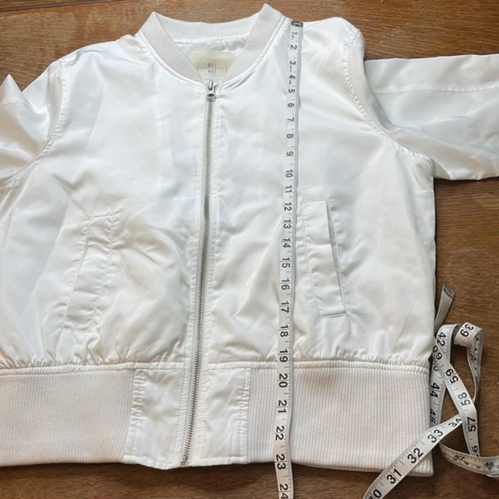 Anthropologie Hei Hei White Zip Front Bomber Jacket Size Medium - Picture 10 of 11
